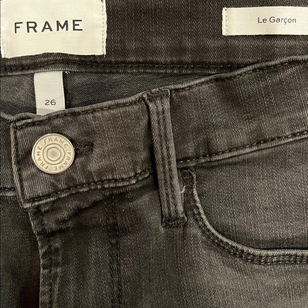 Frame Le Garçon Women’s Denim Charcoal Jeans Size 26 - Picture 2 of 7
